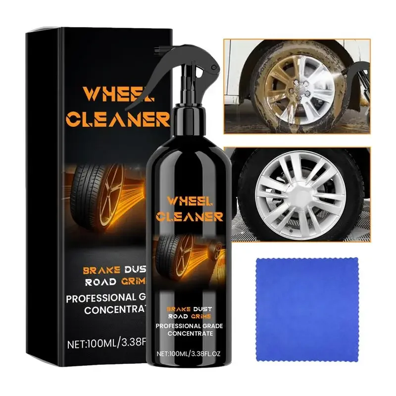 Auto Wheel Cleaner PH Balanced Rim Cleaner Spray Powerful No Scrub Solution 100ml Brake Dust Remover Wheel Cleaner Long-Lasting