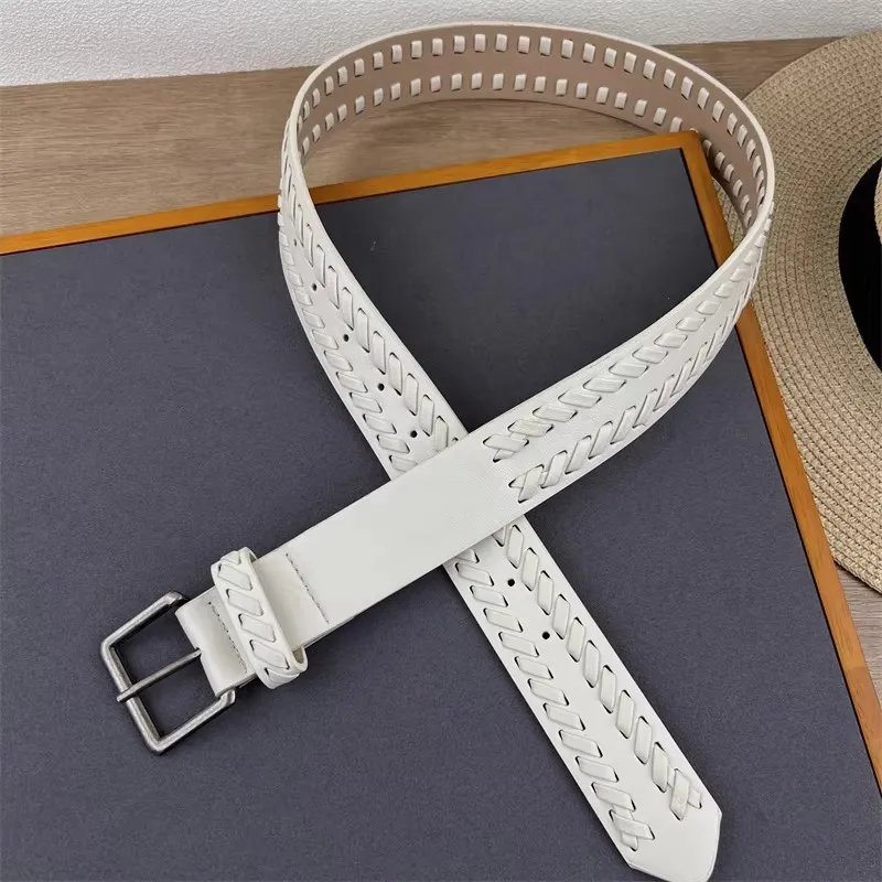 Men Women's Vintage PU Leather Knitted Corset Female Cummerbund Coat Waistband Dress Decration Wide Belt J1783