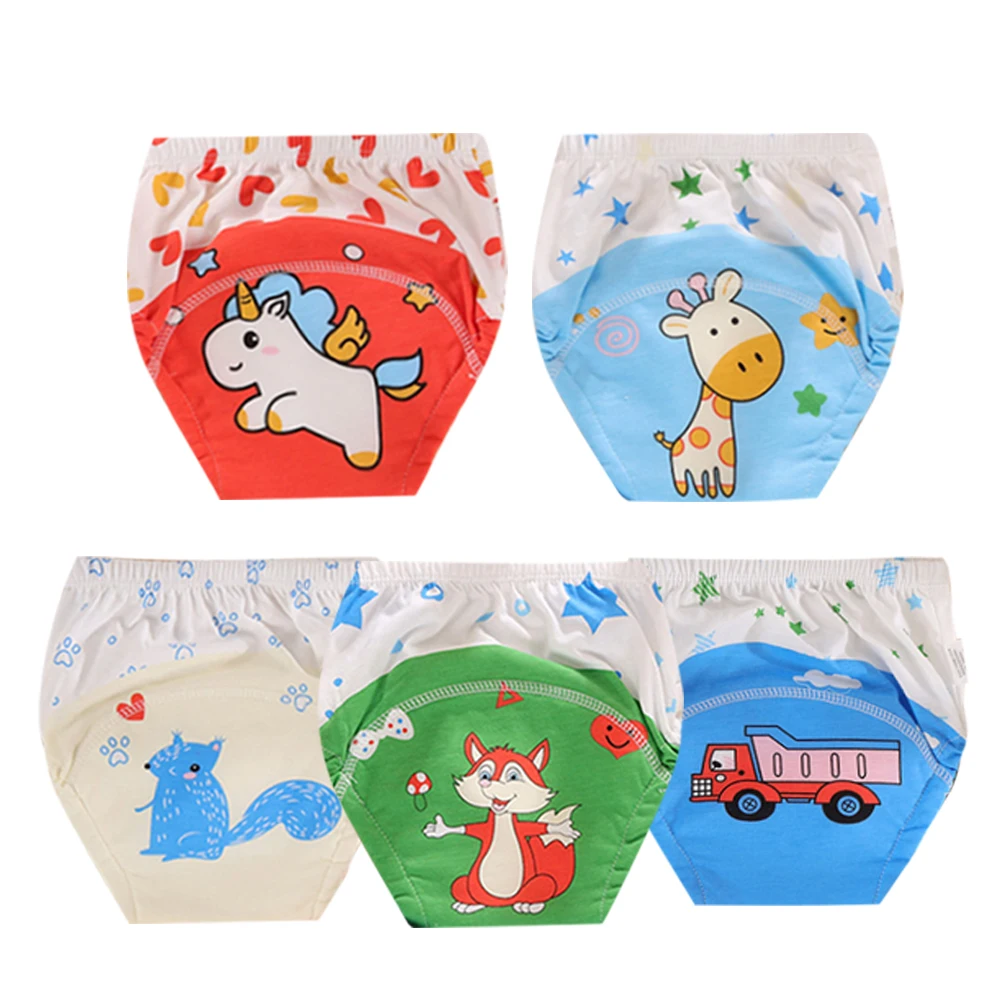 

2024 New Design! 5pcs Cute Baby Potty Training Pants - 6-Layer Organic Cotton Washable Diaper Underwear (Mom's Top Choice)