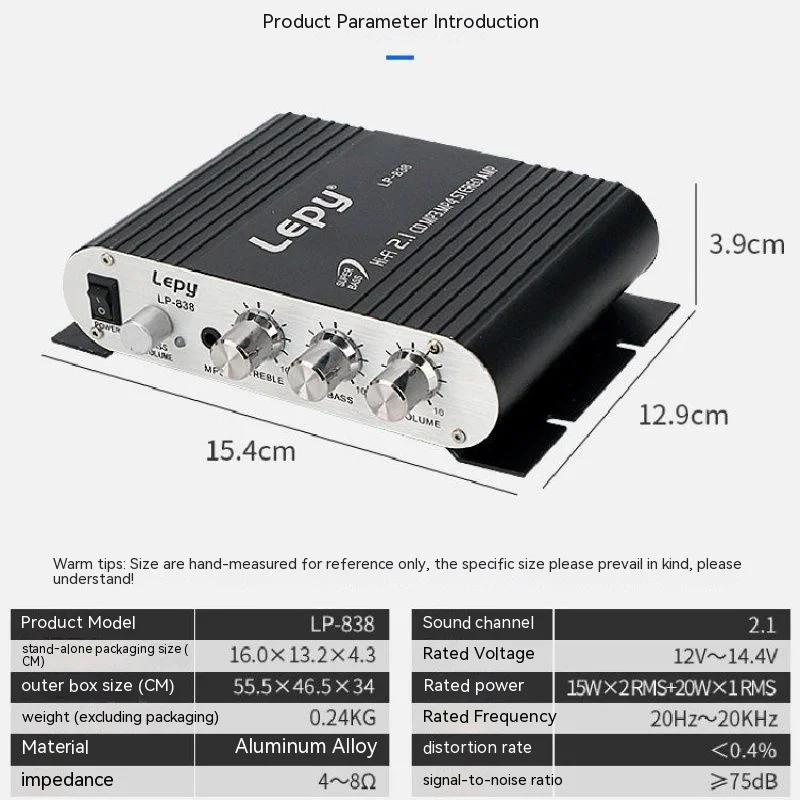 Lepy lp-838 lp-838BT lp-838usb 블루투스 서브우퍼 앰프, 2.1 채널 미니