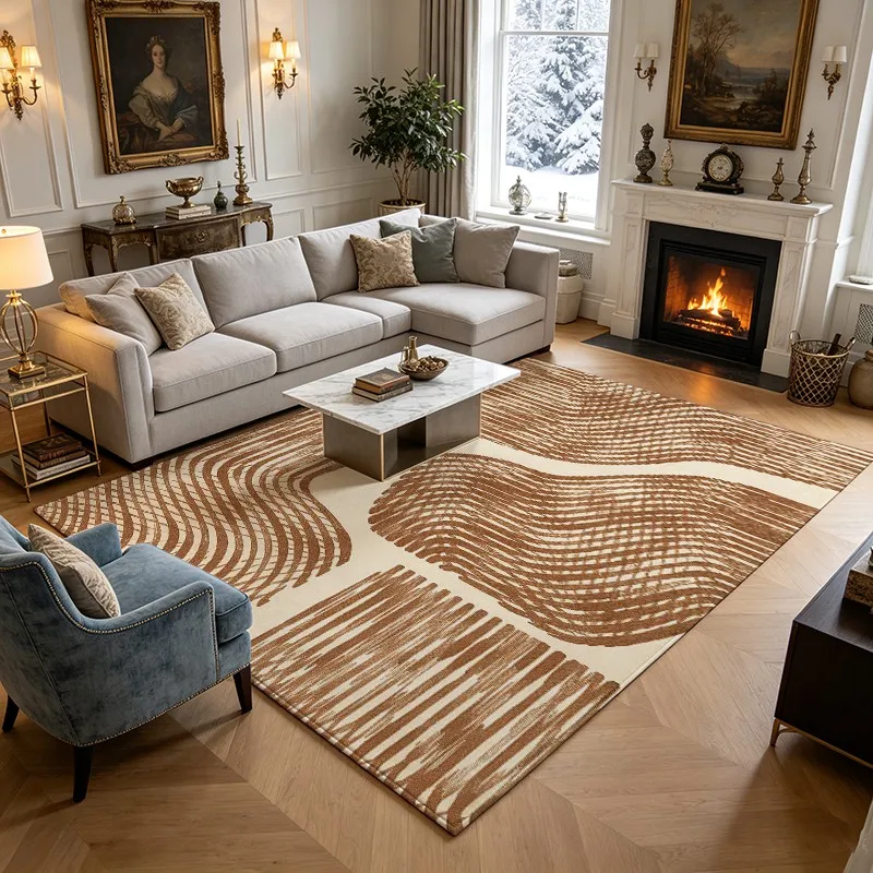 1 Piece Abstract Geometric Wavy Line Pattern Rug, Soft Comfortable, All Seasons, lightweight Easy to Care, Home Decor, Room Decor, Autumn, Winter, for Living Room, Bedroom, Dining Room, Entryway