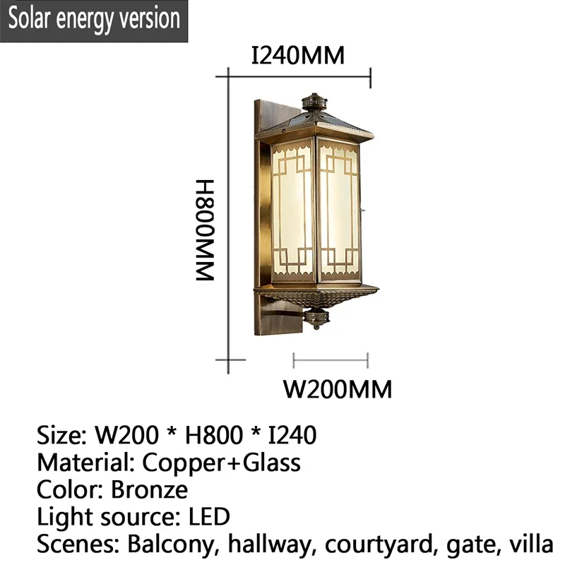 OUTELA współczesny mosiężny solarny zewnętrzne lampy ścienne prostota wodoodporny kreatywny balkon korytarz na dziedzińcu willi brama hotelu