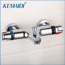 KEMAIDI Thermostatic Bathroom Shower Faucet Wall Mounted Bathtub Hot Cold Water Mixer Constant Temperature Mixing for Bath