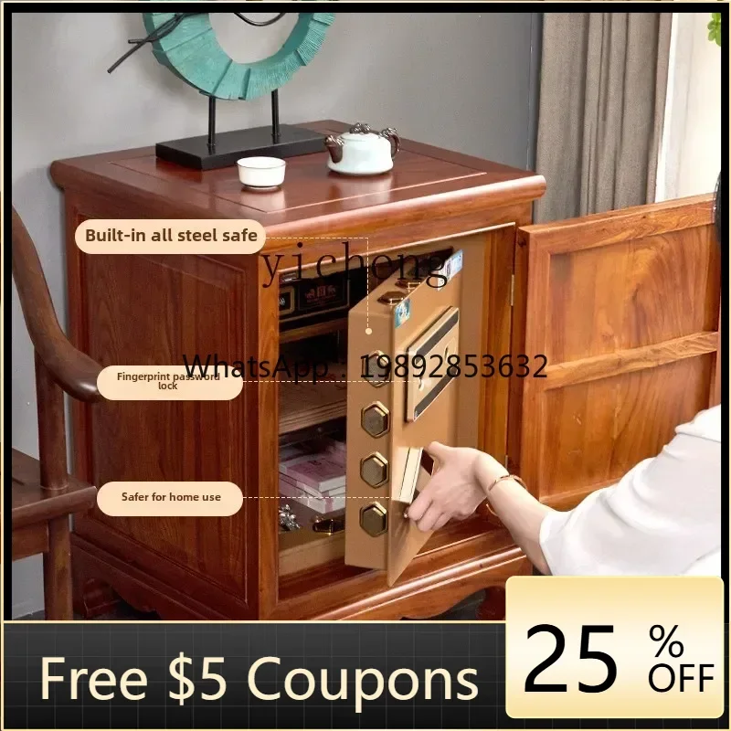 

new Chinese solid wood bedside table installation-free household anti-theft locker password hidden safe integrated