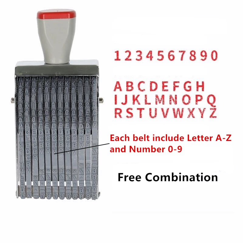 Letter A-Z Number 0-9 Free Combination Stamp For Store School Bank Office Factory Adjustable Rolling Seal Code Printing Stamp