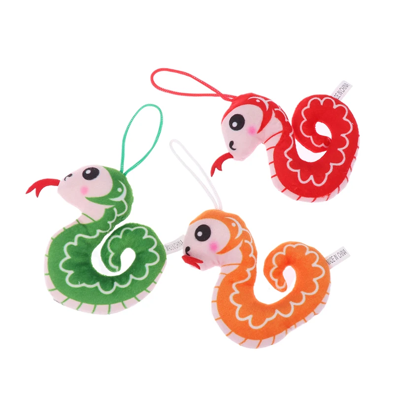 2025 Chinese New Year Cartoon Printed Small Snake Plush Pendant Bag Keychain Zodiac Mascot Plush Toy For Children Gifts