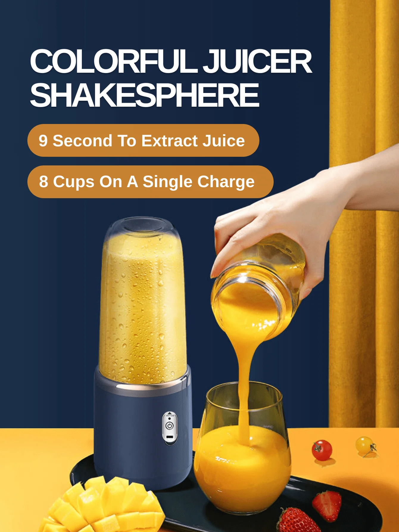 

Portable 400ml Rechargeable Juicer Blender with Six Blade Fast Ice Crushing - Perfect for Smoothies, Vegetables and Fruit Juices