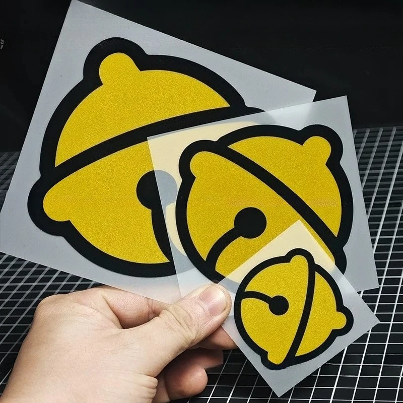 Yellow Bell Reflective Vinyl Stickers, Cute Cartoon Waterproof Decals for Car Laptop Helmet