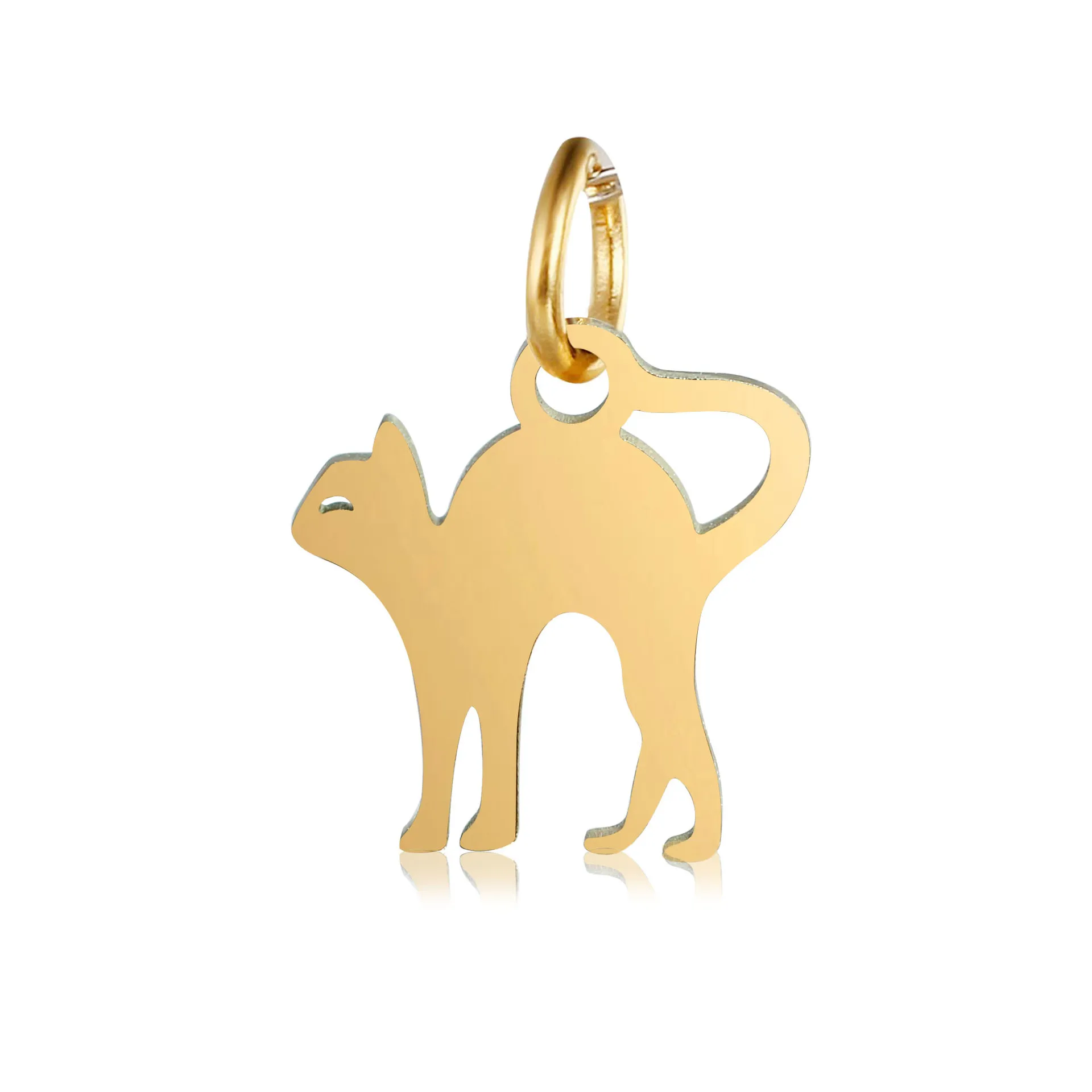 DOOYIO 5pcs/Lot Stainless Steel Little Cat Animal Pendant With Circle DIY Fashion Necklace Jewelry Accessories