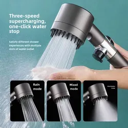 4 Modes Shower Head High Pressure Showerhead One-Key Stop Water Massage Shower Head With Filter Element Bathroom Accessories