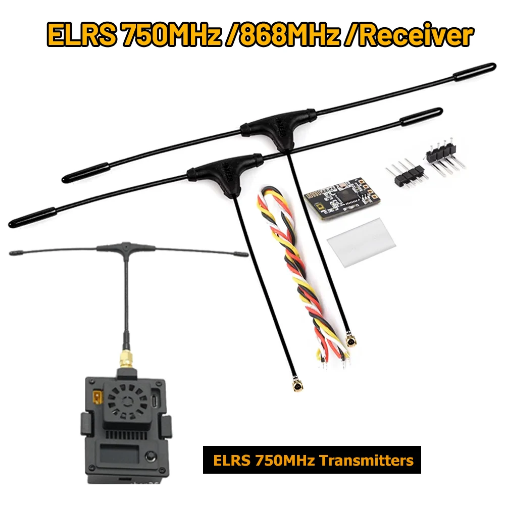 ELRS Nano 750MHz 868MHz Receiver with T Type Antenn FPV Crossover Aircraft Model Parts 750Mhz High Frequency Head for RC Drone