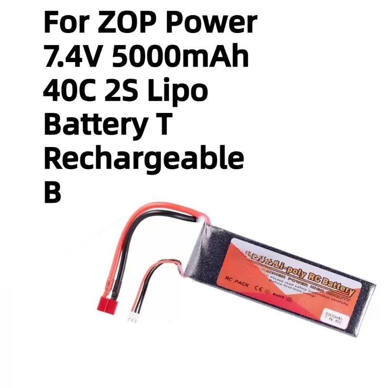 For ZOP Power 7.4V 5000mAh 40C 2S Lipo Battery T Rechargeable B