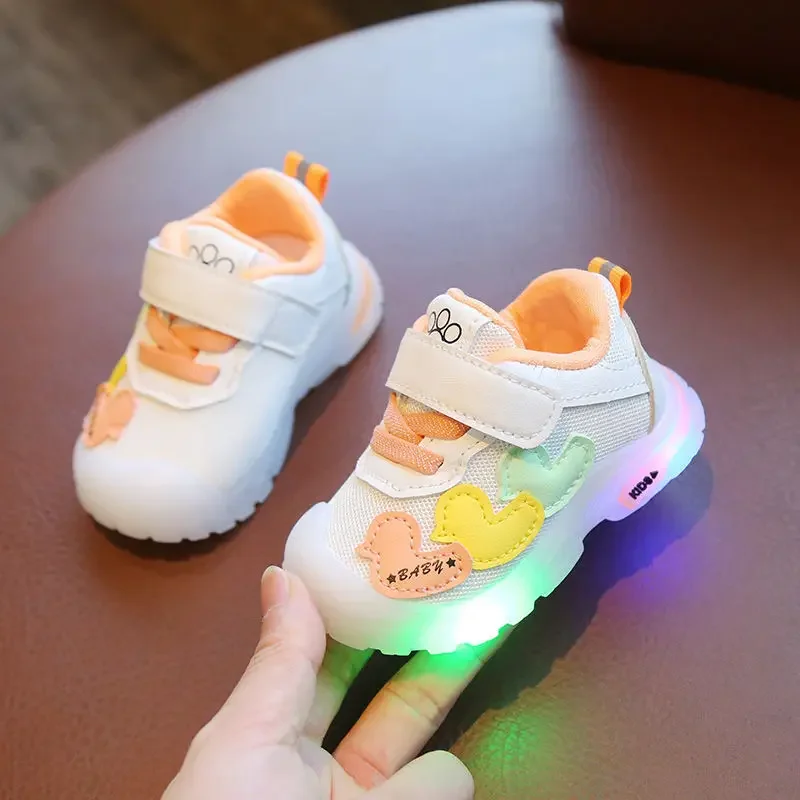 

2024 Spring And Autumn New Men's And Women's Baby Flashing Shoes Mesh Anti-Slip Soft Sole Casual Shoes Toddler Shoes