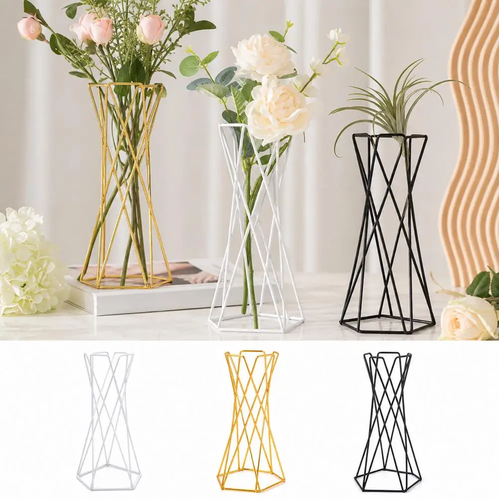 Luxury Iron Flower Vase Metal Geometric Wedding Centerpieces For Table Path Guide Bouquet Holder Party Event Decoration