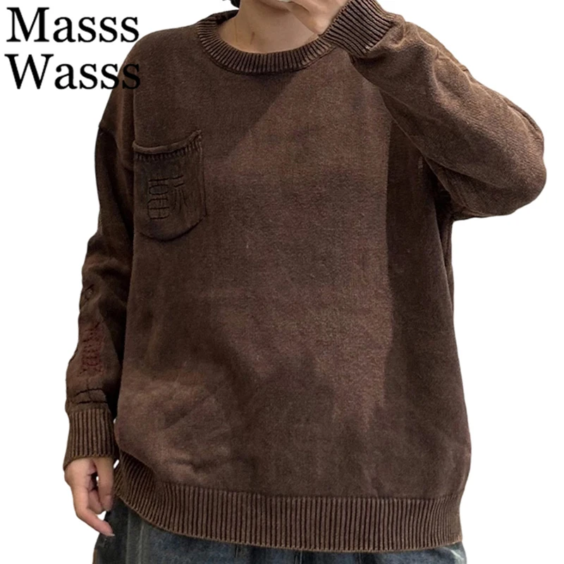 Masss Wasss 2026 Chinese Womens Vintages Loose Sweaters Casual Embroidery Pullover Ladies Classic Oversized Warm Knitted Jumpers