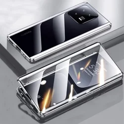 Metal Magnetic Case For Coque Xiaomi Mi 13 14 Pro Mi 13 Lite Double Sided Glass Lens Protector For Xiaomi 14 13 Pro Ultra Cover