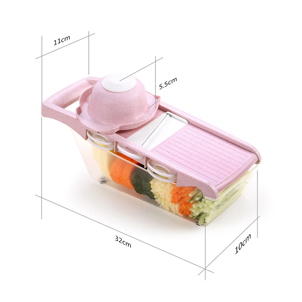 

Kitchen Multi-functional Chopper Home Use Vegetable Chopping Set Manual Vegetable Grater Fruit Chopper Dicer (Pink)