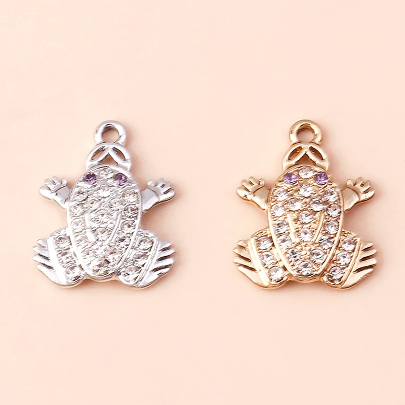 Leslie 10 Stück 17 x 22 mm niedliche Kristall-Glücksfrosch-Anhänger für zarte Ohrringe, Halsketten, Armbänder, handgefertigte DIY-Schmuckgeschenke – Detail 5