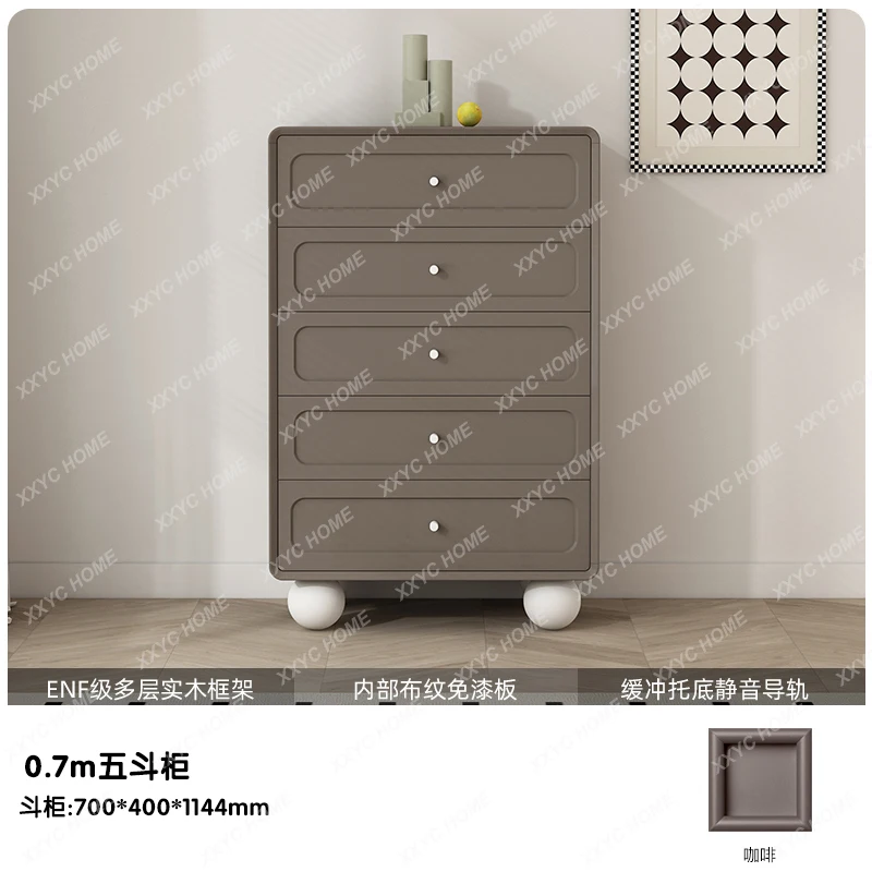 Simple-toned small chest, storage cabinet next to the sofa, pink five-bucket living room, balcony, locker