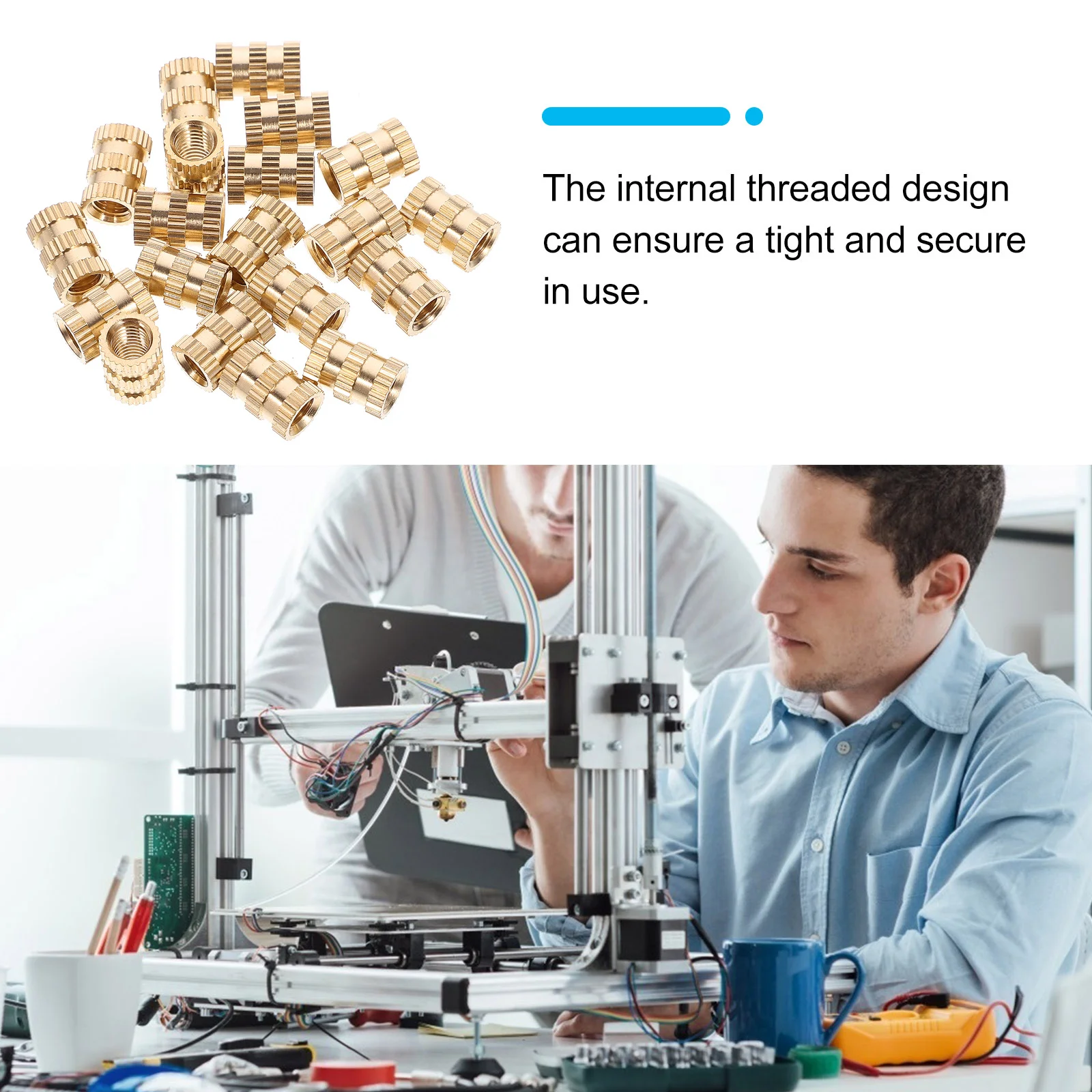 

20Pcs 7x10mm Brass Threaded Insert Heat Set Nuts Embedment Nuts for Injection Molding Practical Long Lasting Use