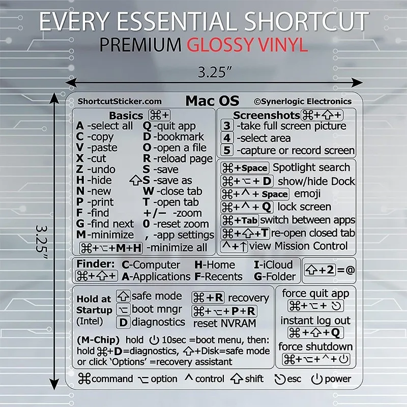 ملصقات اختصار لوحة المفاتيح لنظام التشغيل Mac Windows، ملصقات واضحة للكمبيوتر المحمول، ملصق واقٍ للملاحة السريعة