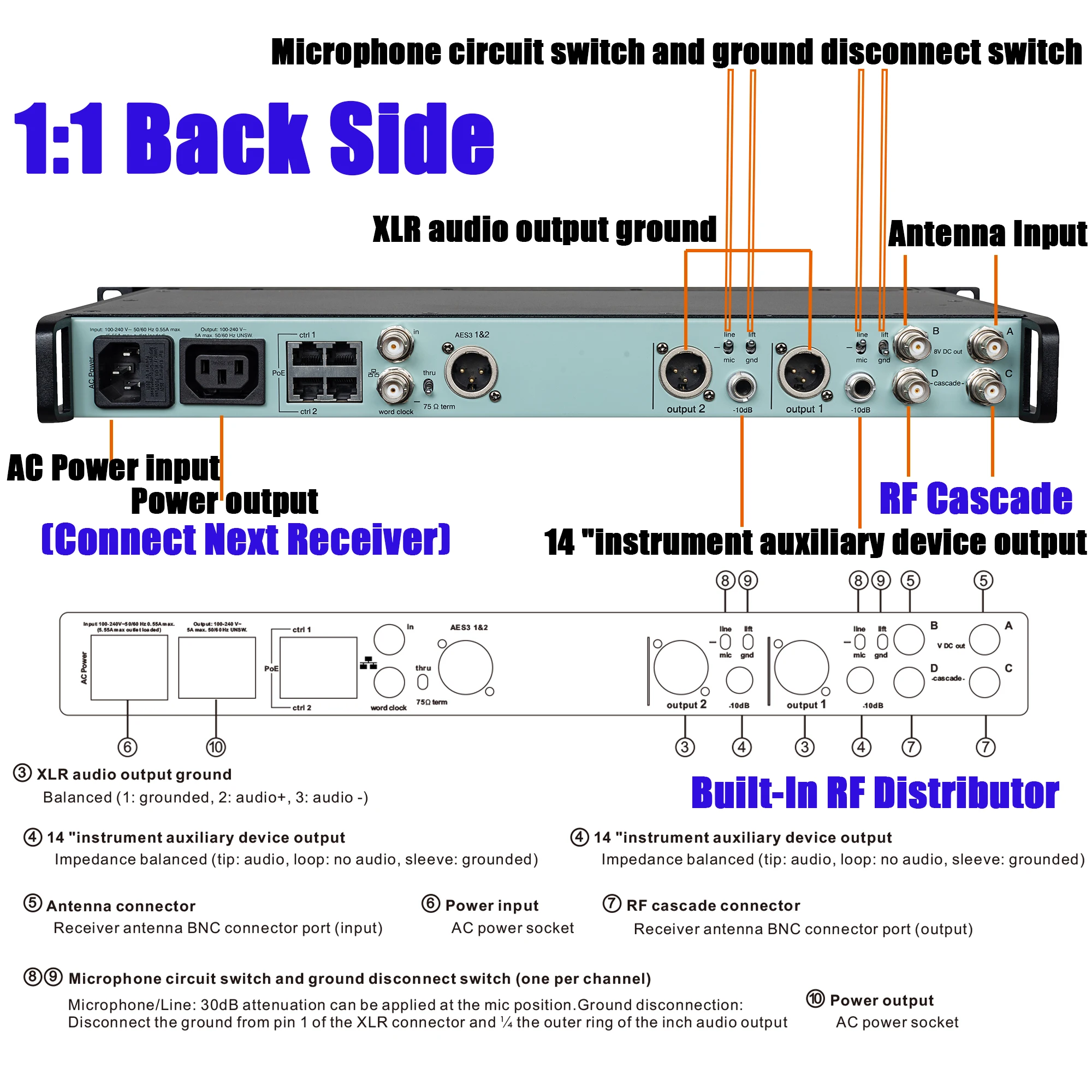 Leicozic 1:1 AD4D-Pro Microfono KSM11 Beta Cascade 8V To UA874 Antenna Professional Stage Microfone Dynamic Diversity 500/600Mhz