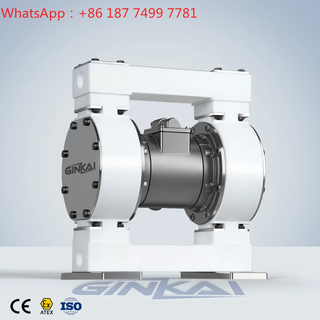 DN25 PTFE Diaphragm Chemical Transfer Pump Stainless Steel Air Motor Electroplating Surface Treatment Pump
