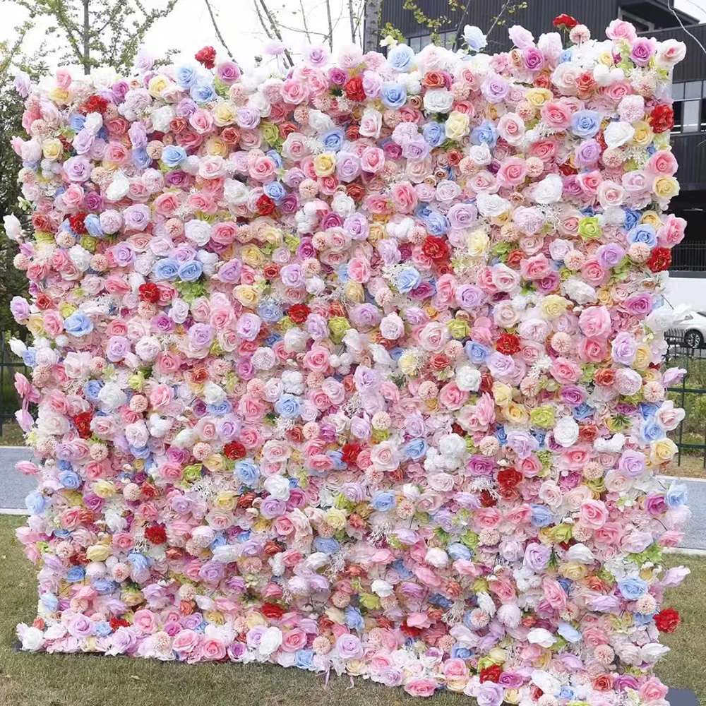 

High Quality Silk Wedding Event Floral Artificial Rose Flower Wall Wedding Home Party Decoration Stage Backdrop