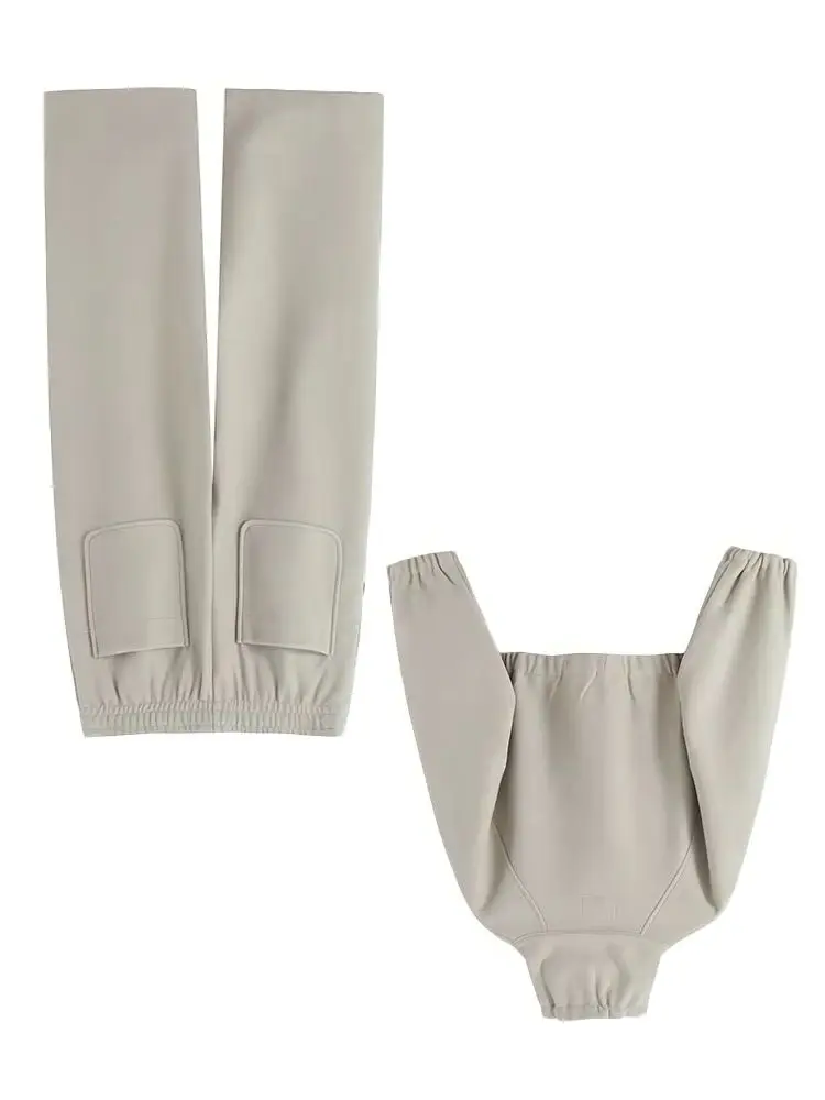 

HH женский 2026, модный универсальный свитер на молнии с длинными рукавами и воротником-стойкой + повседневный комплект брюк с высокой талией и эластичной резинкой на талии