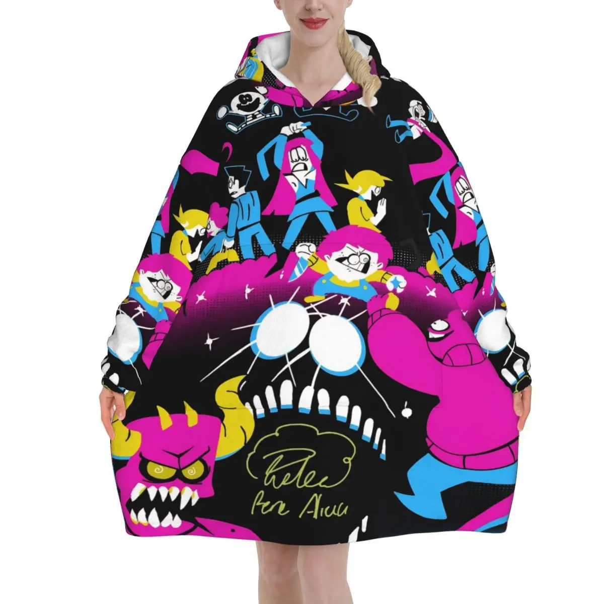 Spooky Month Wearable Blanket Hoodie for Women Men Oversized Sweatshirt Blanket with Pocket