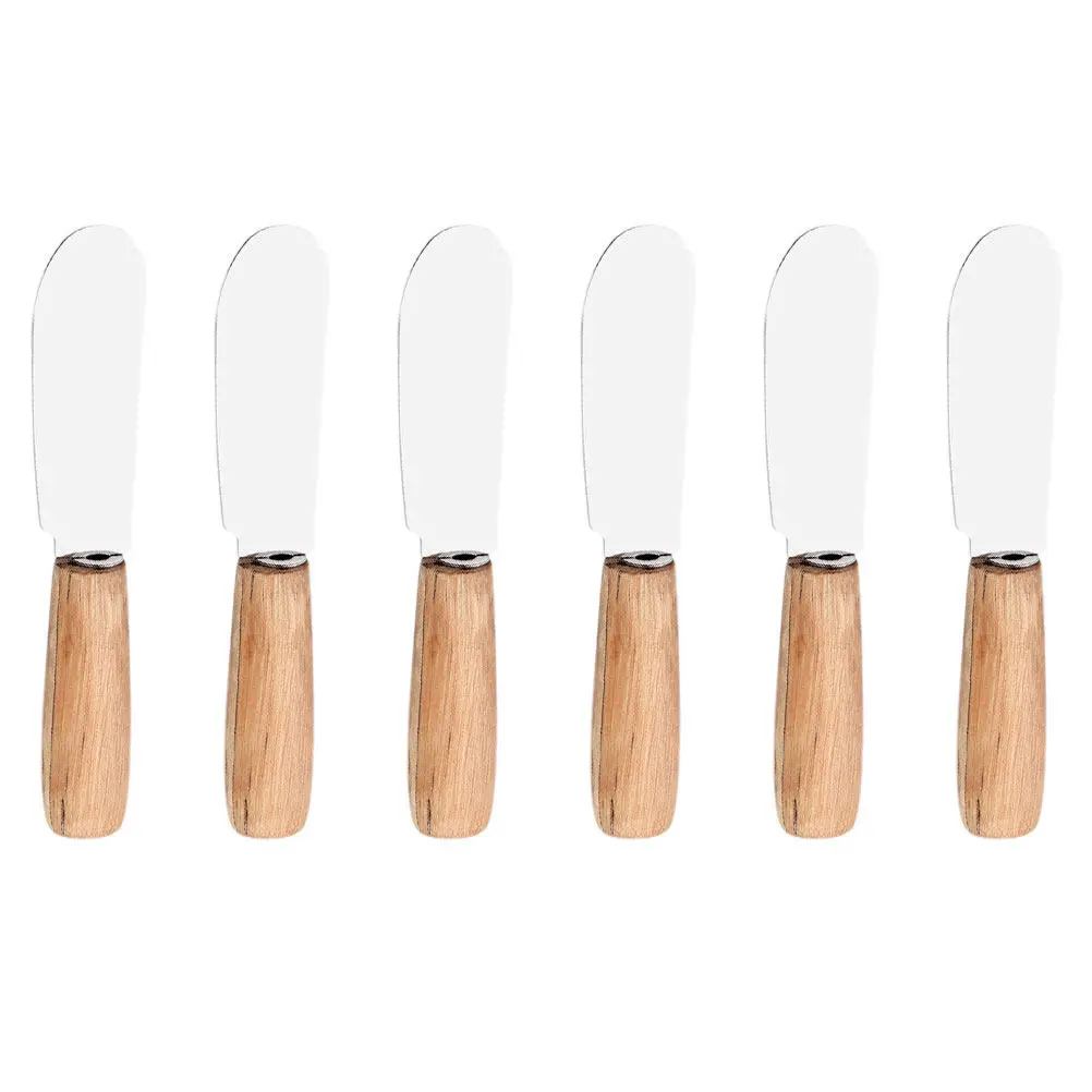 6Pcs Non Stick Easy Clean Baking Spatulas Stainless Steel Wood Handle for Cake Making Butter Jam Spreading Kitchen Baking Tools