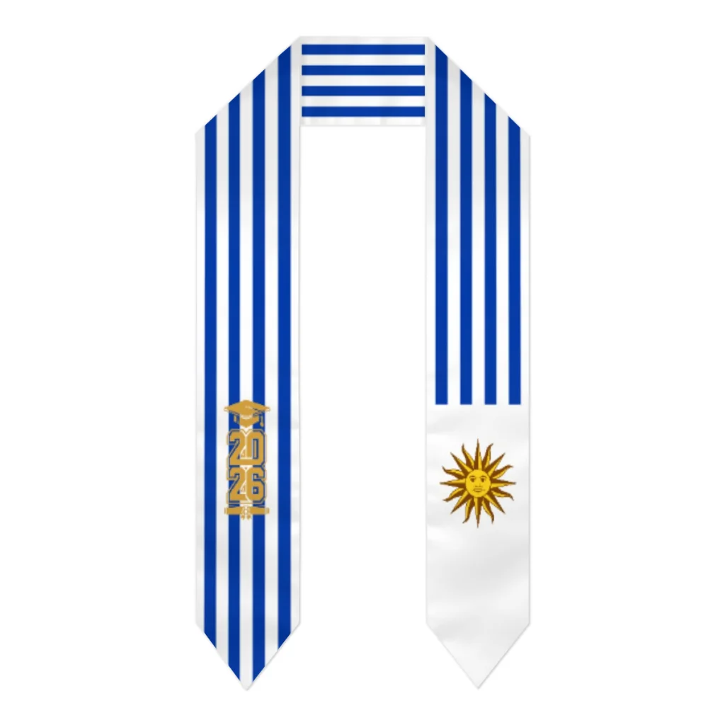 

Class of 2026 Uruguay Flag Scarf Graduation Sash Stole International Study Abroad Adult Unisex Party Accessory Top Print