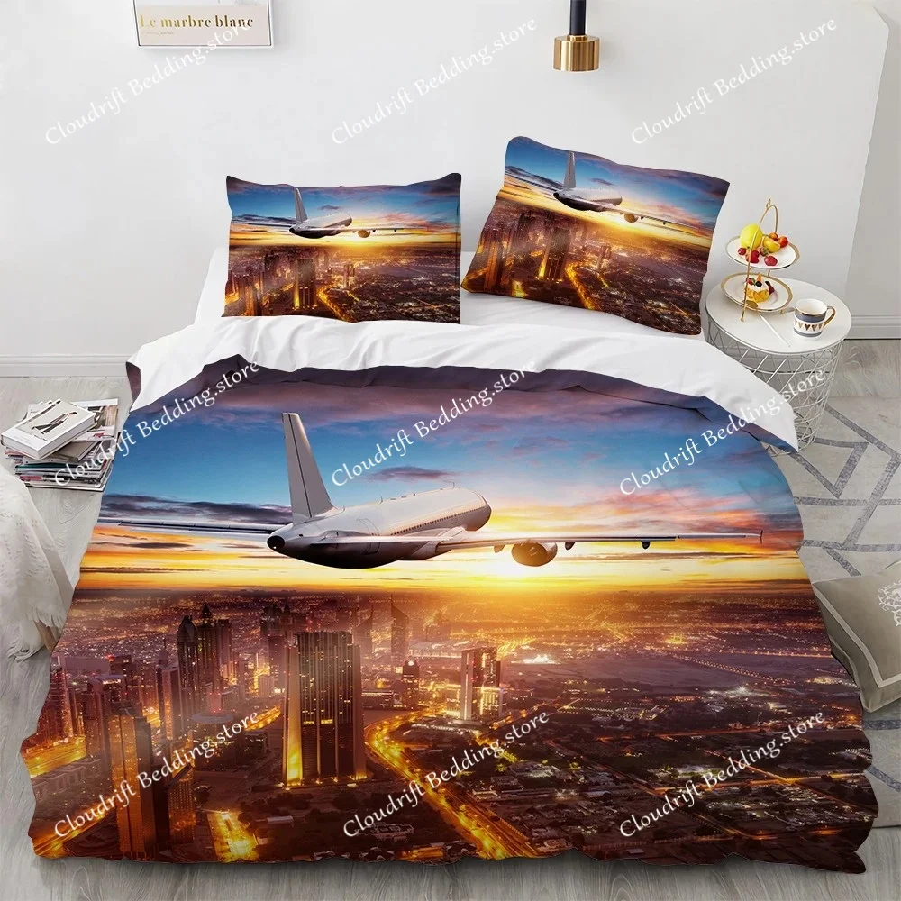 fashion 3D Printed Airplane Plane Bedding Set Cartoon Duvet Covers With Pillowcases Soft Bedclothes Custom Bed Linen Drop Ship
