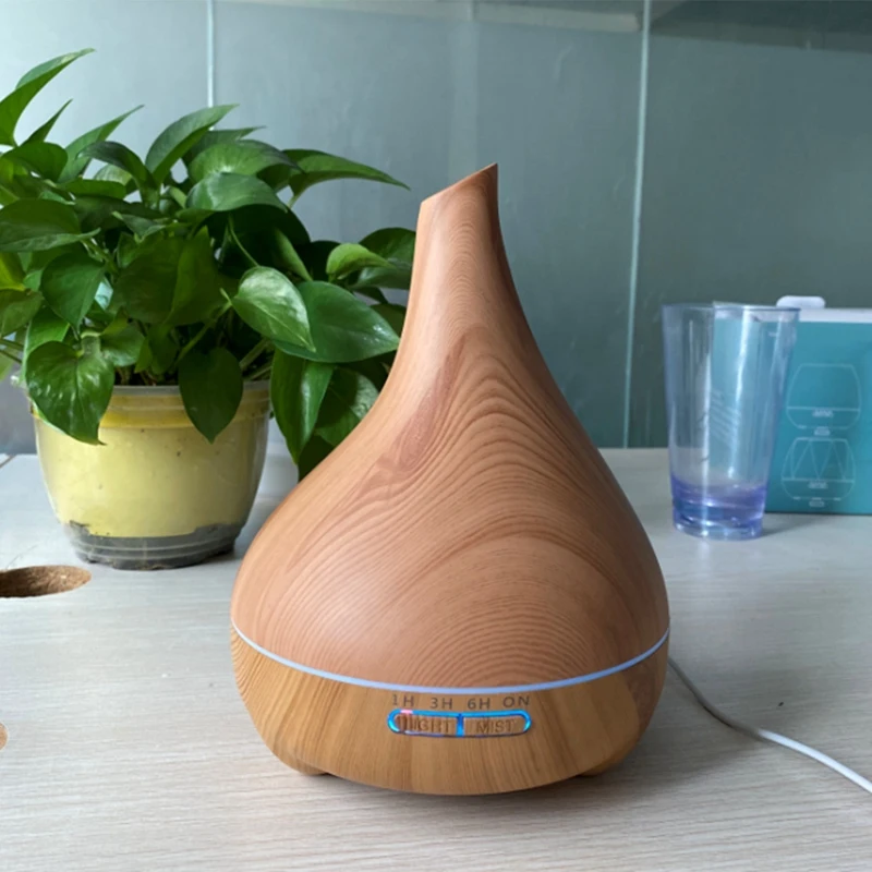 AD-Essential Oil Diffuser,550Ml Wood Grain Ultrasonic Humidifier For Essential Oil Aromatherapy Diffuser With EU Plug