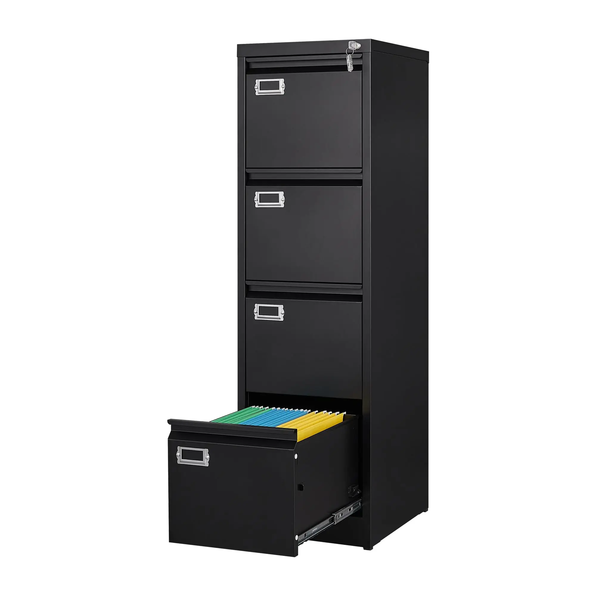 4 Drawer File Cabinet with Lock, Metal Filing Cabinets, Vertical Small Filing Cabinet Steel Lockable Storage Cabinets