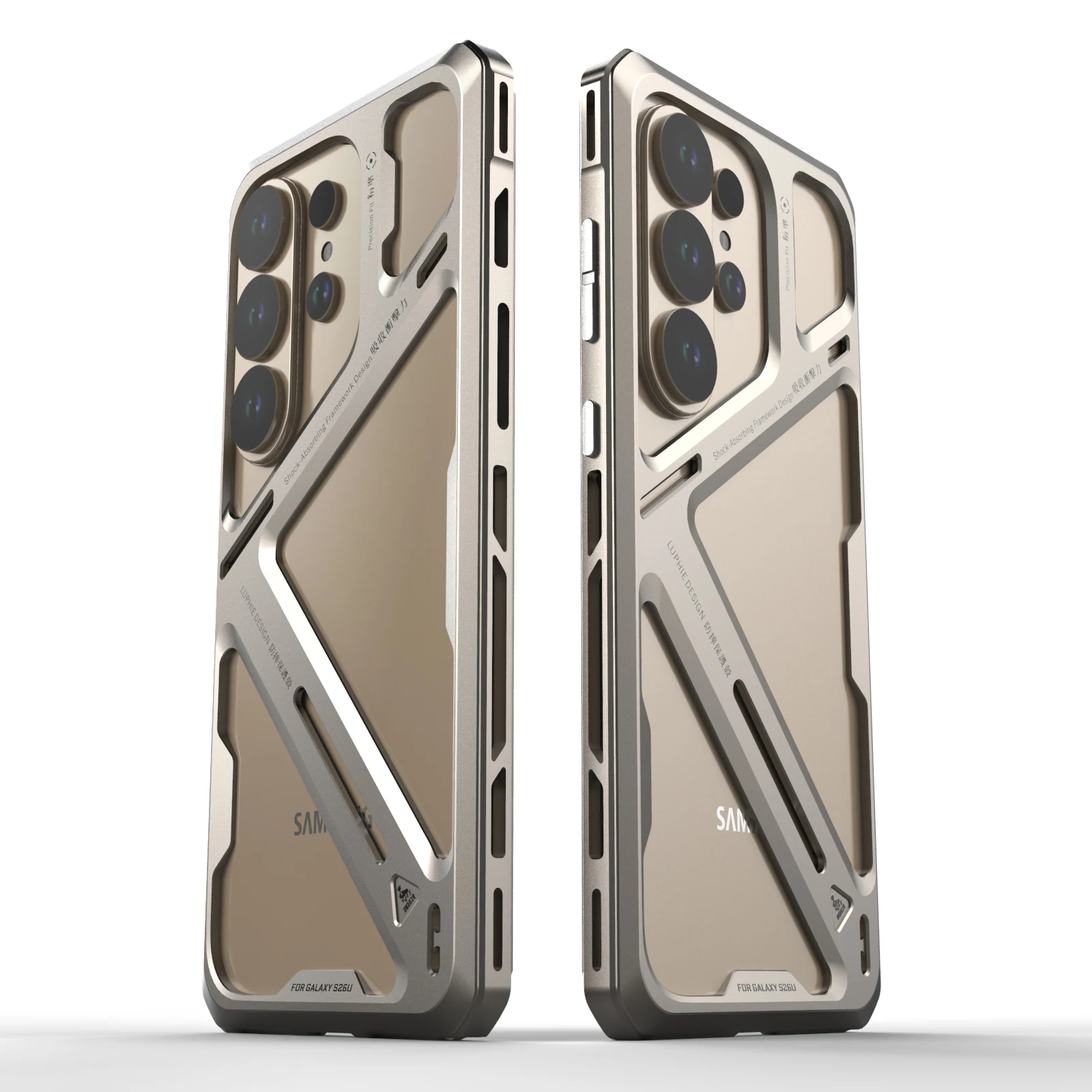 

Противоударный чехол-бампер LUPHIE Luxury Metal Armor для Galaxy S26 Ultra S25U, военный стандарт защиты от падений, с функцией охлаждения