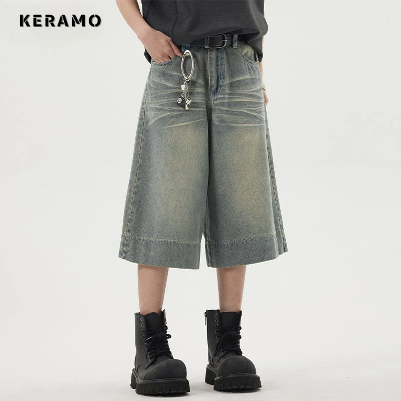 2024 Summer Female Y2K Harajuku High Waist Street Style Baggy Jean Shorts For Women Casual Loose Fit Washed Blue Denim Shorts