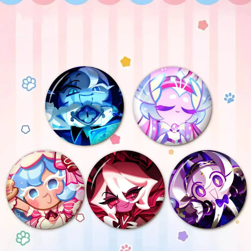 Cute C-Cookie Run Kingdom-S Tinplate Pin Button Custom Anime Role Old-school Brooch Cartoon Collar Badge Jewelry Gift Fans