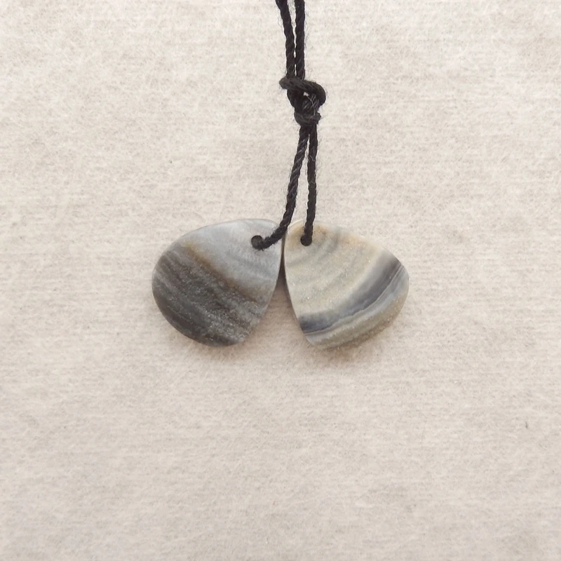 2PCS Natural Brazil Agate Crystal Teardrop Components – Contrasting Banded Gemstone for Handmade Jewelry 16x13x4mm-2.6g
