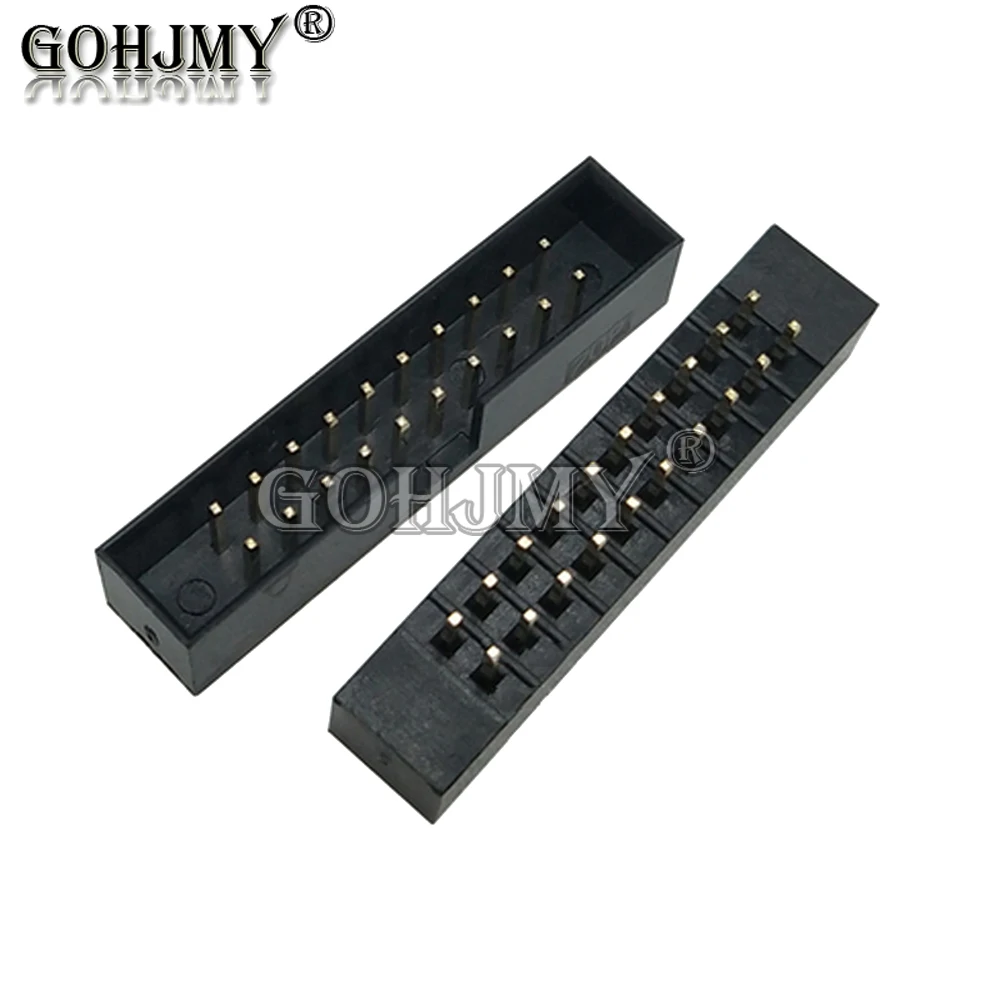 JTAG-رأس صندوق مقبس PCB IDC مستقيم ، رأس ذكور ، DC3 من خلال ثقب ، 6 8 10 12 14 16 20 26 30 34 40 50 دبوس ، 10 #2