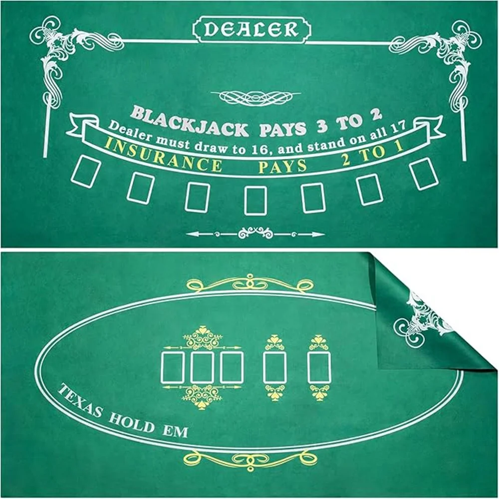 Tapete de póker de doble cara de 180x90cm, tapete de mesa disponible para Blackjack, Texas Holdem, Craps y Ruleta, tapete de tela verde.