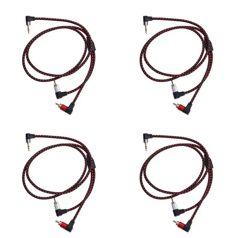 4pack X((90 Degree 3.5mm Male to 2 Male Cable Right Angle Stereo AUX Y Splitter Cord Microphone Jack Plug for Laptop 1M)
