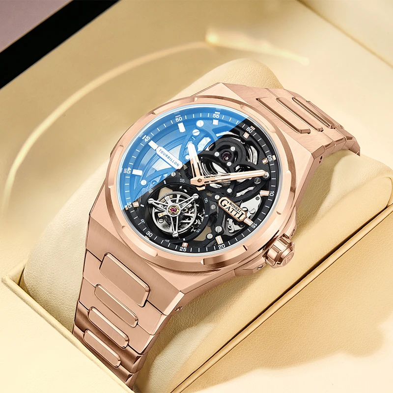 

BONEST GATTI New Infinite Series German Men's Tourbillon Automatic Mechanical Skeleton Wristwatch with Stainless Steel Strap