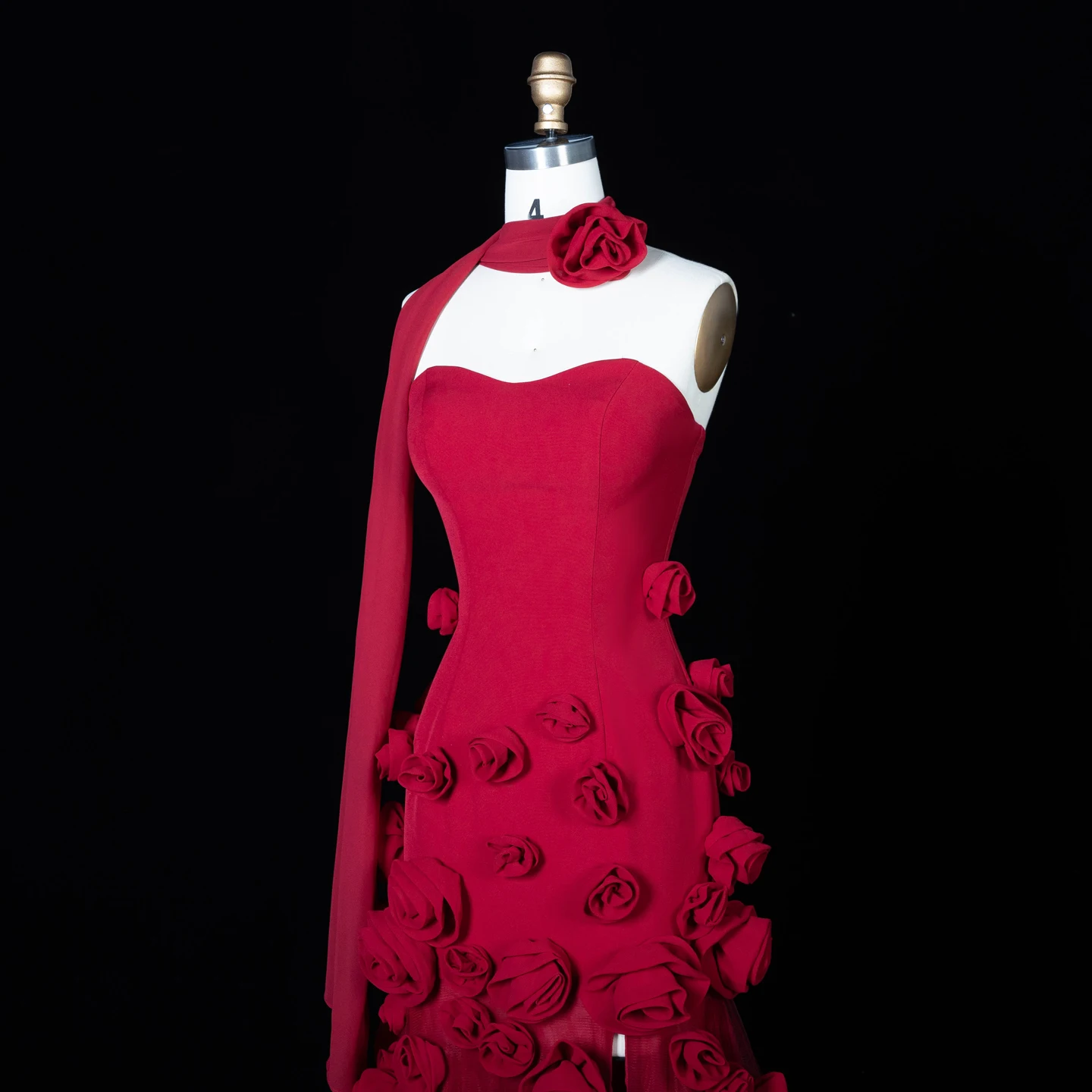 Sharon Said Dubai Elegante Burgunderrote Blumen-Abendkleider mit Langem Seitenschlitz 2026 Hochzeit Formelles Mädchen-Partykleid SS207 Maßanfertigung – Detail 17