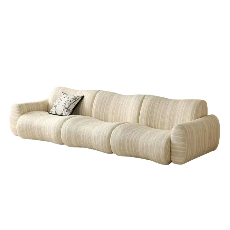 French retro, fabric sofa, small apartment living room, module combination, straight row fabric sofa