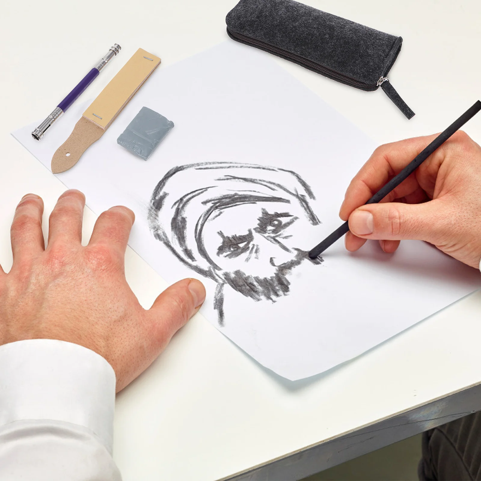 

19pcs Drawing Sketching Kit Blending Stumps Wipeable Paper Pens Art Tools For Practice Smudge Pen Set Painting Stationery