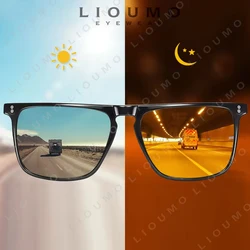 Brand Rivet Square Photochromic Sunglasses Men Polarized Women Driving Sun Glasses Day Night Vision Anti-Glare zonnebril heren