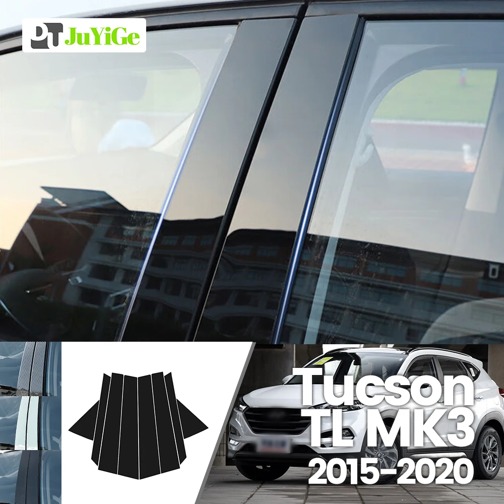 For Hyundai Tucson TL MK3 2015-2020 2015 2016 2017 Bright Black Carbon Fibre Window Door B C Sticker