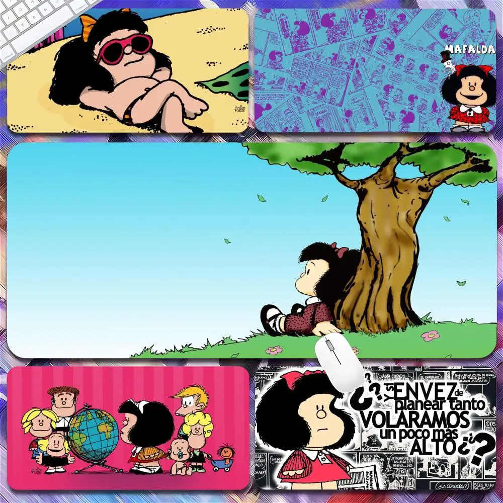 Cartoon Mafalda Cute S Mouse Pad Gamer Keyboard Mat Pads Gaming Desk Protector Laptops Large Mousepad Cartoon Deskmat