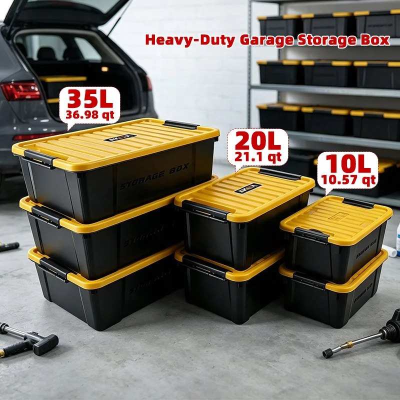 EKOA 35L/36QT Heavy Duty Storage Bins with Lid, Stackable Plastic Storage Bins with Secure Latches & Reinforced Handles